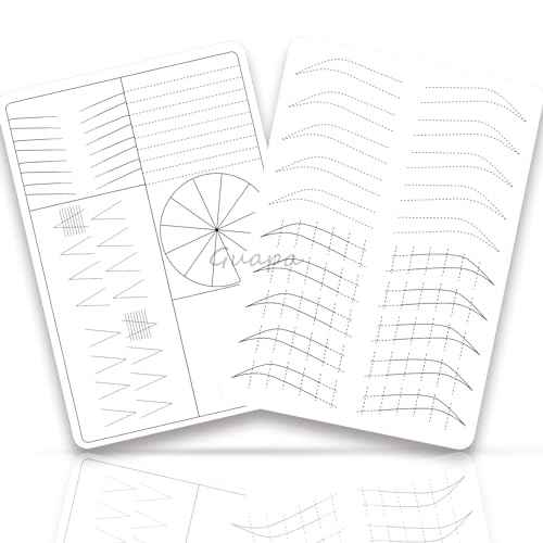 3pcs Silicone White Permanent Makeup Practice Skin with Black Outlines Double Sided Pre-printed Nano Brow Practice Skin Microblading Latex (White Skin-Black Printing)