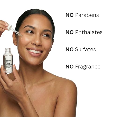 Global Beauty Care Smooth & Lift Collagen Facial Serum ? Peptides, Hyaluronic Acid, 3-Pack (3x 1 fl oz)