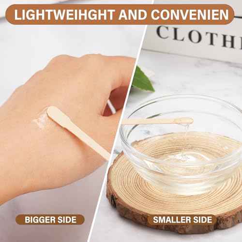 Wooden Eyebrow Waxing Sticks with Handle, Small Wood Wax Sticks, Wax Sticks for Hair Removal, Wax Spatulas Craft Applicator Sticks for Eyebrow, Lip, Nose Waxing (600 Pcs)