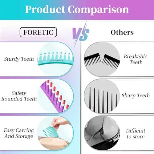 2-Pack Wide-Tooth Anti-Static Comb Set-6.1inch Handle-Free Design, Suitable for Curly, Wet & Dry Hair, Portable Travel Detangling Comb (Purple+Blue)