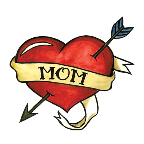 Mom Heart Temporary Tattoos - 48 Pack, Pre-Cut