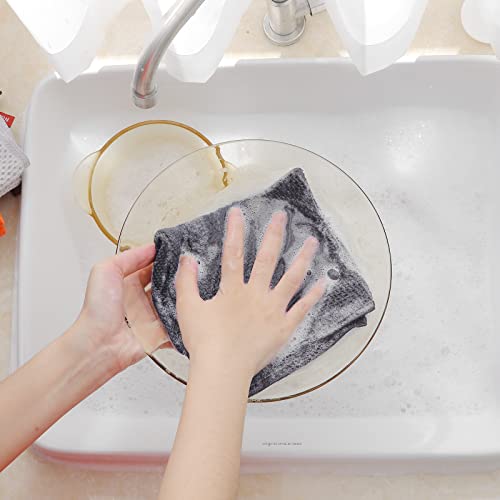 Homaxy 100% Cotton Waffle Weave Dish Cloths - 6-Pack, 12"x12", Dark Grey