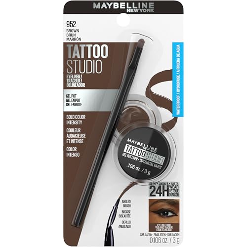 Maybelline Gel Eyeliner, Brown | Waterproof | Shade 952 | 0.106 oz | Pack of 2