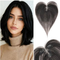 Human Hair Topper with Side Bangs - 11" Clip-In Hairpiece