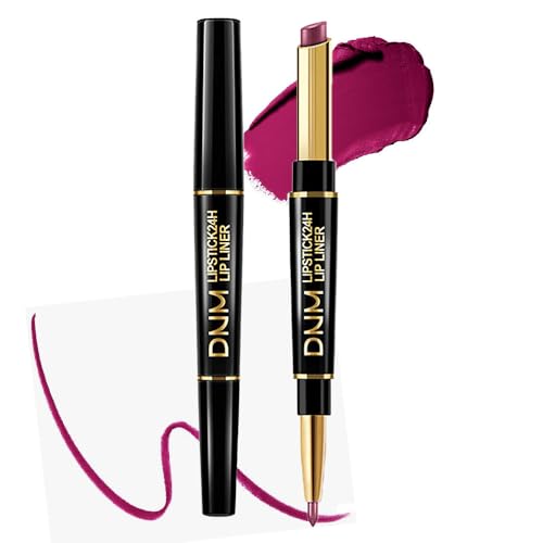 2-in-1 Plum Purple Lip Liner & Lipstick Set - Matte, Waterproof