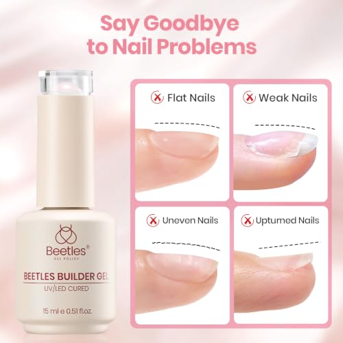 Beetles Builder Gel for Nails - Neutral Nude Vanilla Haze, TPO-Free, 15ml with Nail Art Brush