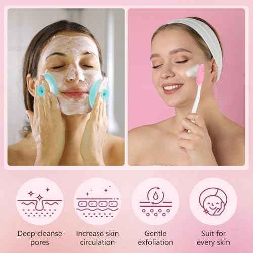 Silicone Face Scrubber, 2pcs Exfoliating Lip Brush, 4pcs Cleansing Brush,2pcs Face Mask Brush Exfoliator Blackhead Skin Tool