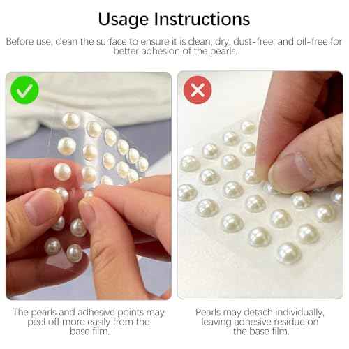1982 Pcs Self-Adhesive Pearl Stickers, Multiple Sizes, Decorative Pearl Gems for Face, Crafts, Hair, Makeup, Nail
