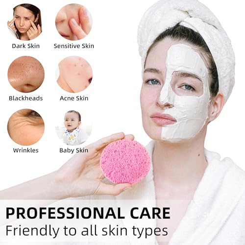 50-Count Compressed Cellulose Facial Sponges for Cleaning & Exfoliation