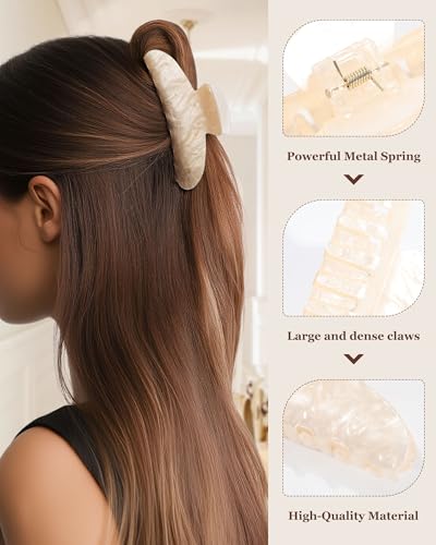 Molans Medium Hair Claw Clips - Acrylic, Non-Slip, Strong Hold