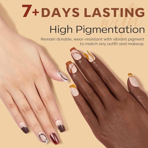 Modelones Fall Nail Polish Set with 6 Colors - Orange Brown Variation