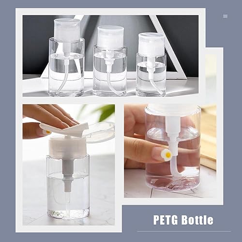 minkissy 2 Pack 3.4Oz Leakproof Petg Press Pump Dispenser Bottles Refillable Travel Containers for Micellar Water Makeup Remover Nail Polish Remover