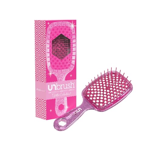 FHI Heat UNbrush Detangling Brush for Pain-Free Brushing on All Wet or Dry Hair Types — Durable DuoFlex Anti-Static Bristles, Lightweight Handle, Vented Hair Brush, Rose Quartz Pink