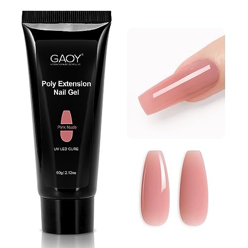GAOY 60g Pink Nude Poly Gel for Nail Extensions & Art - Long Lasting Builder Gel
