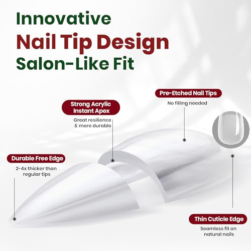 Beetles Tipex Lite Almond Nail Tips, 256pc 16 Sizes