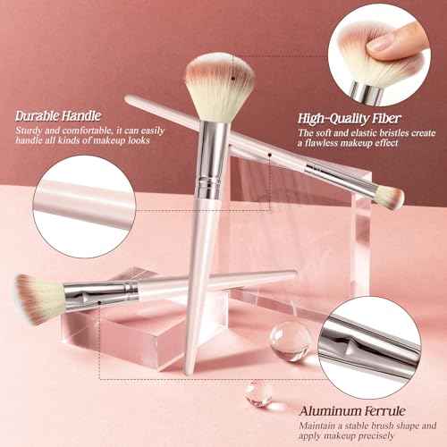 10 Piece Pink Makeup Brush Set - Synthetic, Vegan