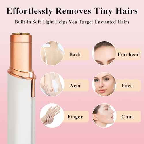 Facial Hair Removal for Women Men£¬Electric Painless Hair Removal Device Included 2 x Replacement Heads£¬USB Rechargeable Lady Womens Face Shaver with LED Light for Lip,Chin,Arms (Multicolor)