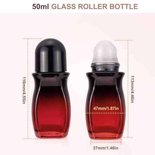 Kesell 50ml Essential Oils Roller Bottles 2-Pack with Opener — Gold & Black Cap