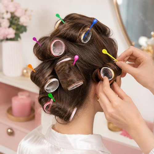 200 Pcs Plastic Hair Roller Pins for Curling & Styling - Colorful Styling Set