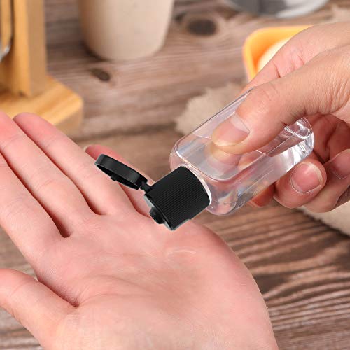 30 Pieces Portable Travel Bottle Clear Plastic Empty Bottles Refillable Reusable Bottles Containers for Travel Outdoor Camping Business Trip (1 oz, Black Cap)