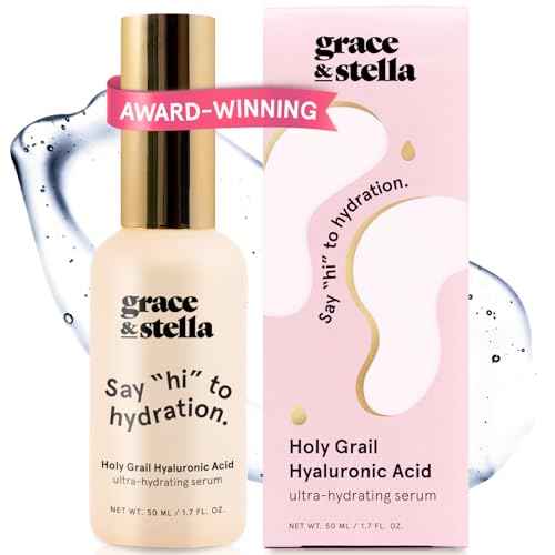 grace & stella Award Winning Hyaluronic Acid Serum (50ml/1.7 fl oz) Hydrating Hyaluronic Acid Serum for Face - Acido Hialuronico for Women - Remove Fine Lines, Wrinkles, Anti Aging - Vegan Skincare