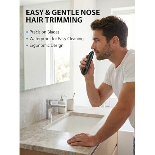 Nose Hair Trimmer for Men & Women - Waterproof USB Rechargeable Ear & Nose Trimmer, 360¡Æ Rotary Painless Facial Hair Trimmer with LED Monitor, Eyebrow & Beard Trimmer, Easy Clean, Quiet