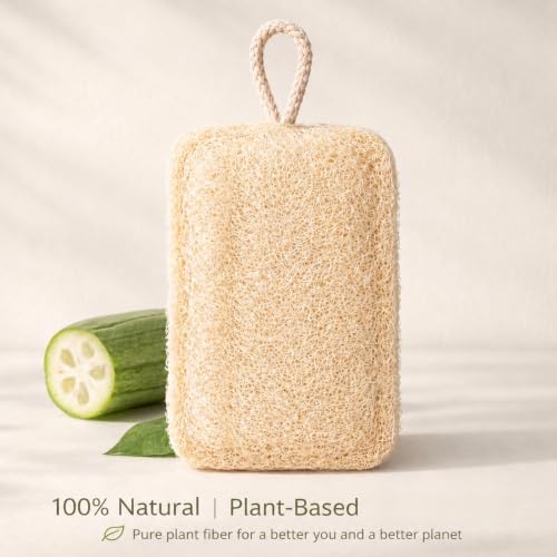 Natural Loofah Sponge 2 Pack - Exfoliating Body Scrubber