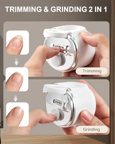Lictin Electric Nail Clipper & Trimmer Set with 2.5x Magnifier, LED Light, 3 Speeds – White