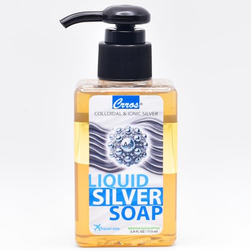 colloidal silver soap natural glycerin soap liquid skin cleanser for hands face body wash extra strenght sulfate SLS SLES parabens phthalates free soft fresh scent nanosilver gel with pump Made in USA