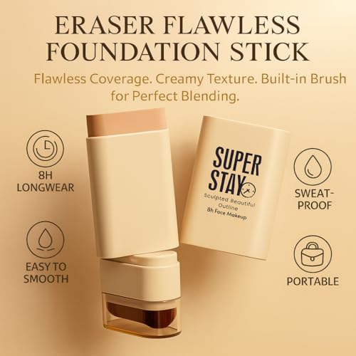Flawless Foundation Stick with Built-in Brush – Full Coverage Concealer