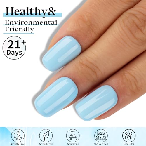 TUTUYU Pastel Blue Gel Nail Polish,Macaron Blue Gel Polish for DIY Nail Art and Manicure Salon, 0.51 Fl Oz Light Blue UV/LED Soak off Gel Polish - GP0020