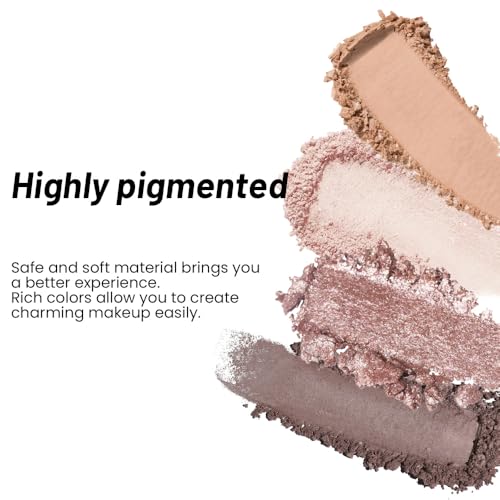 evpct Nude Eyeshadow Quad Palette - Matte, Metallic & Glitter 4-Color Eye Shadow