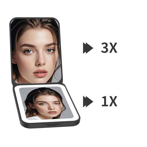 Kintion Rechargeable Pocket Mirror 1X/3X LED Compact Travel