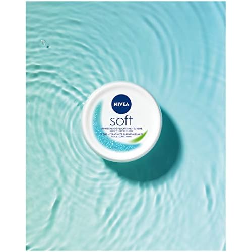 NIVEA Soft erfrischende Feuchtigkeitscreme (200 ml), pflegende Soft Creme mit Vitamin E und Jojoba-?l, schnell einziehende Hautcreme