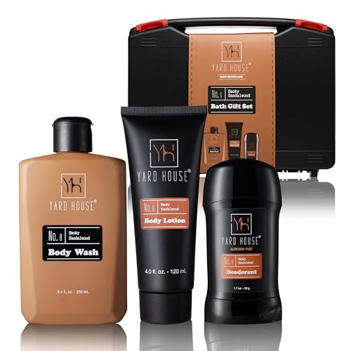 Men¡¯s Bath Gift Set ? Smoky Sandalwood | 4-Piece Grooming Kit with Body Wash, Body Lotion & Deodorant in Travel Toolbox Case ? Perfect for Father¡¯s Day, Christmas, Birthdays & Holidays