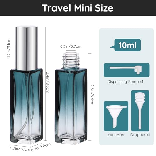 Segbeauty 5-Pack Mini 10ML Refillable Perfume Spray Bottles with Amber Blue Green Orange Gray Variations