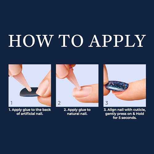 KISS Masterpiece French Tip Press On Nails, Black, Medium Almond, 12 Jeweled Accents, Glossy Finish Nail Kit Contains 30 Fake Nails, Pink Gel Nail Glue 2g (0.07 Oz.), Manicure Stick, & Mini Nail File