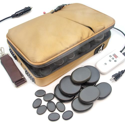 Portable Hot Stone Massage Warmer Set – 16 Basalt Stones, Digital