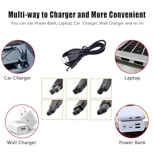 PDEEY Charger Cord for Most Eectric Hair Clipper Beard Trimmer Shaver, fit for Phililps Norelco, Hatteker, Surker, Lumural, and Beauty Instrument, Desk Lamp - 5V DC Charging Cable 7 PCS
