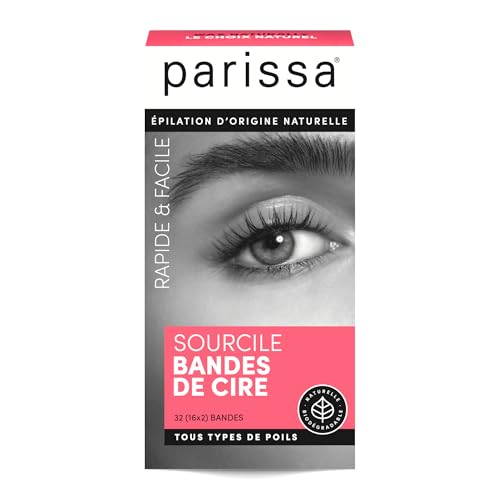 Parissa Natural Brow Wax Strips | Beginner-Friendly & Fragrance-Free | Ready-to-Use Eyebrow Waxing for Sensitive Skin | 32 Strips (16 x 2)