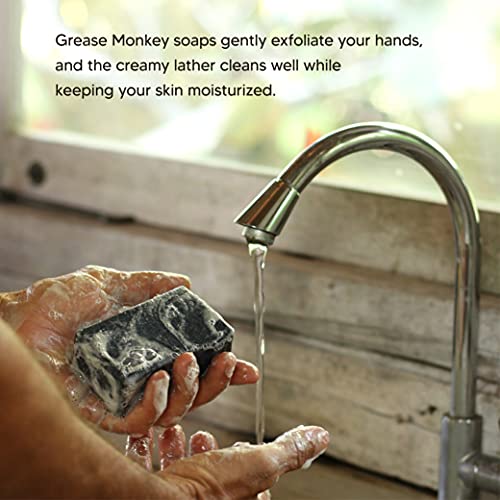 Bali Soap Grease Monkey - Natural Soap for Men, Dad, Husband - Special Father's Day Gift - Activated Charcoal Scrub for Mechanic - Cleans Dirty, Greasy Hands - Pack of 1, 7oz Bar