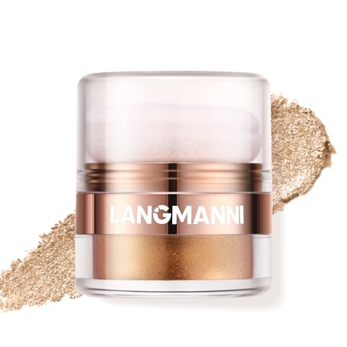 Glitter Body Highlighter Powder Body Shimmer Sparkle Face Highlighter Powder for Face Eyes Body Glow Makeup With sponge head£¨ Golden£©