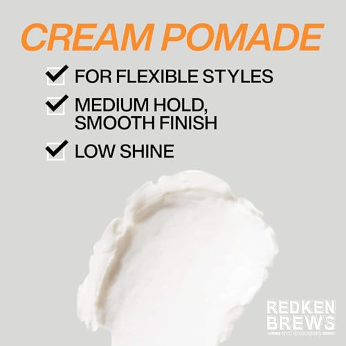 Redken Brews Cream Pomade 3.4 Fl Oz Men’s Hair Styling Product Medium Hold