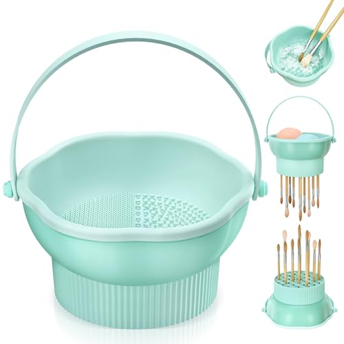 Senbowe 3 in 1 Makeup Brush Cleaner Mat with Bowl