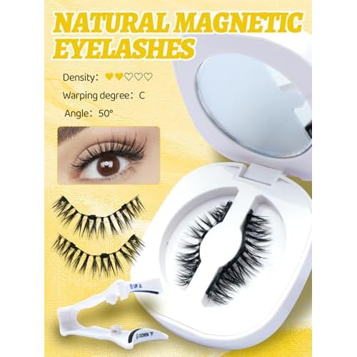 Magnetic Eyelashes with Applicator,Reusable Magnetic Lashes without Eyeliner, Glue-free False Lashes, Waterproof, Lightweight, Suit for Natural Makeup(Simple)
