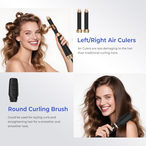 5-in-1 Hair Dryer Brush with Ionic Technology & Curler Attachments