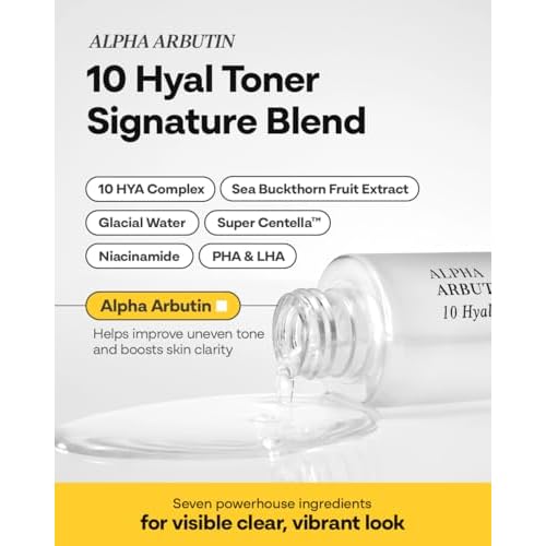 Alpha Arbutin Toner ? Hydrating Exfoliating Toner with Niacinamide, Hyaluronic Acid, PHA & Salicylic Acid | Glow & Uneven Tone | Korean Skincare for Sensitive Skin | Fragrance-Free | 4.05 fl oz