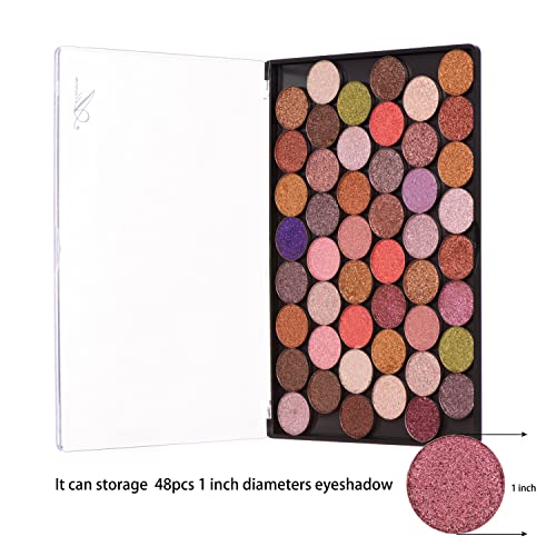 Allwon Large Empty Magnetic Transparent Plastic Eyeshadow Makeup Palette with 20Pcs Adhesive Empty Palette Metal Stickers for Eyeshadow Lipstick Blush Powder