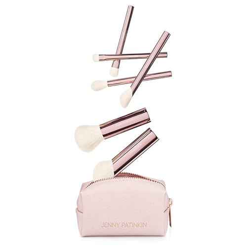 Jenny Patinkin Luxury Sustainable Brush Babies Mini Makeup Brush Set with Full Size Brush Heads on Palm-Sized Handles.