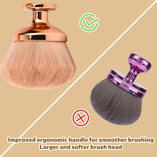 Extra Large Body Makeup Brush for Self Tanner, 3.54 Inch Big Wide-Headed Tan Oval Brush Bronzers Blend Self Tanning Applicator with Drawstring Bag for Face Neck Back Legs & Dry Use (Gold)